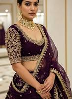 Ensemble Lehenga Choli en soie jacquard Miragi avec broderie Zari et sequins, dupatta en georgette, tenue de fête 156 jecard lehngha kh