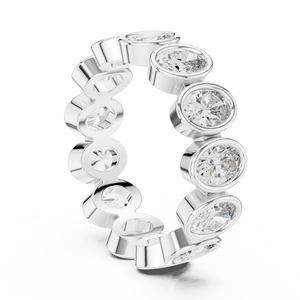 Bague Éternité en Moissanite, Taille Ronde Brillante, Sertie Clos, en Argent 925, Bijou Classique de Mariage pour Femme - Product Image 2