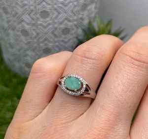 Anillo de Esmeralda Natural en Plata de Ley 925, Hecho a Mano, Certificado IGI, Diseño Art Deco Vintage, Piedra de Nacimiento de Mayo, Regalo para Mujer - Product Image 4