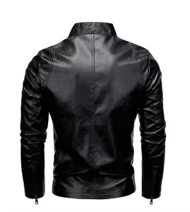 High Quality Customized Logo <b>Men</b> Leather <b>Jacket</b> with Canvas Fabric Stand Collar Windproof Breathable Streetwear Design - Product Image 6