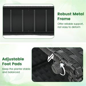 Fioriera da Esterno in Rattan PE Nero da 58 Pollici con Piedini Regolabili, Letto Rialzato per Giardino con Traliccio per Torba - Product Image 6