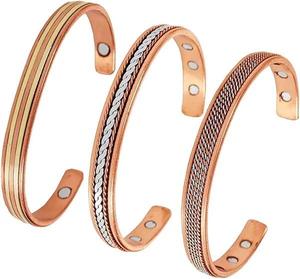 Boutons de manchette en métal artisanal, bracelets en cuivre avec aimants, port d'un tel bracelet offrant des bienfaits pour la santé, thérapie magnétique, bracelets en cuivre. - Product Image 1