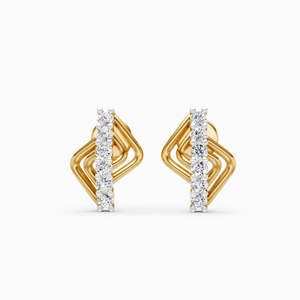 Daily Wear Lab Grown Diamond Layered Open <b>Frame</b> Studs 0.18 Ct In 9K Yellow White And Rose Gold - Product Image 2