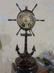 Vintage <b>Ship</b> <b>Wheel</b> Desk Clock Anchor Table Clock Nautical Decorative Clock for Home Office Gift - Product Image 3