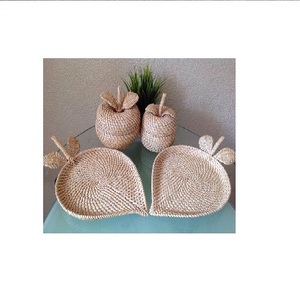 Juego de bandejas de ratán natural ecológicas tejidas a mano, bandeja redonda y rectangular de mimbre para servir, bandejas decorativas para pan y desayuno. - Product Image 2