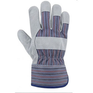 Gants de travail robustes en cuir de vachette fendu, dos en coton rayé, manchette de sécurité caoutchoutée, pour la construction industrielle, certifiés CE 11 - Product Image 2