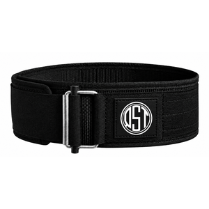 Cinturón de levantamiento de pesas de nylon resistente, negro y flexible, con hebilla de acero de liberación rápida y logotipo personalizado para hombres y mujeres - Product Image 1