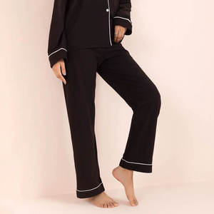 Conjunto de Pijama de Satén Lujoso para Mujer, Cuello en V, Cintura Elástica con Encaje, Transpirable, Térmico, 2 Piezas, Ropa de Dormir para Invierno - Product Image 6