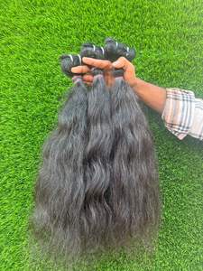 Cheveux humains vierges indiens bruts lisses en vrac pour tressage, 26, 28, 30, 32 pouces, Remy, pointes épaisses, noir naturel - Product Image 5