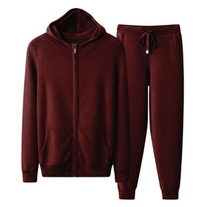 Ensemble 2 pièces unisexe coupe-vent streetwear homme : pantalon de survêtement hiver personnalisé à fermeture éclair et effet froissé avec passepoil et revers élastiques - Product Image 2