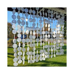 Conchas de capiz con orificio para la fabricación de cortinas, se venden en conjuntos de 50-100 conchas de capiz transparentes blancas de 5cm y 10cm para campanas de viento. - Product Image 1