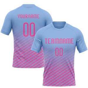 เสื้อวอลเลย์บอลลายคลื่นสีฟ้าชมพูแบบกำหนดเอง พิมพ์ลายแบบซับลิเมชั่น สำหรับผู้ใหญ่ ใส่ได้ทั้งชายและหญิง ระบายอากาศได้ดี ผลิตจากโพลีเอสเตอร์ เหมาะสำหรับทีม - Product Image 2