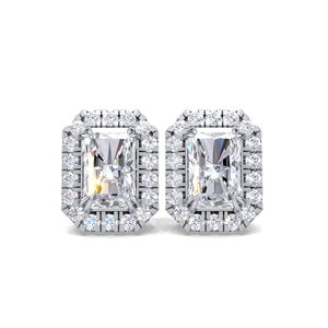 IGI Certified Lab Grown Diamond Radiant Cut Halo Stud <b>Earrings</b> 9KT Yellow / White / Rose Gold Milgrain Halo Diamond Studs - Product Image 1
