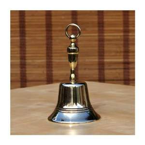 Campana de Mano de Latón Amarillo con Brillo Metálico Intenso, Ideal para Uso Decorativo y Funcional - Product Image 1
