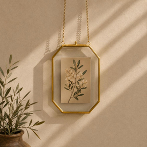 Marco de Fotos Colgante de Vidrio Transparente Vintage con Borde de Latón de Excelente Calidad, Decoración de Flores Secas Prensadas para Colgar en la Pared del Hogar - Product Image 4
