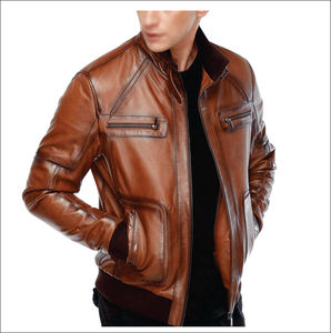 Veste en cuir PU pour homme, col montant, marron, coupe ajustée, élégante, imperméable, coupe-vent, respirante, veste d'hiver tendance pour adultes - Product Image 3