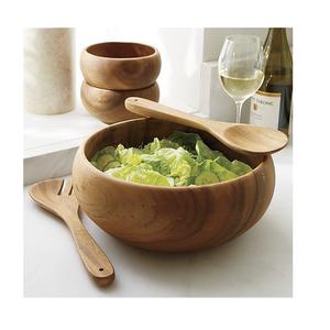 Bol en bois rond de style vintage, saladier en bois massif, bol à soupe en bois massif - Product Image 3