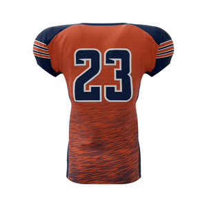Men's American Football Jersey Set V-<b>Neck</b> Short Sleeve Sublimated Orange Navy 23 <b>Padded</b> Uniform Moisture Wicking Mesh - Product Image 3