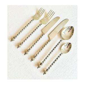 Factory Wholesale Stainless Steel <b>Flatware</b> Set Designer 6 Pcs Cutlery Silverware for Hotels and Weddings Events Spoon Fork Knife - Product Image 1