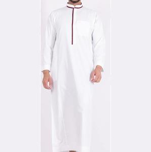 Thobes pour hommes de couleur blanche respirante, vêtements islamiques, vente en gros, OEM, grande taille, coton, vintage, séchage rapide, thobes arabes de Dubaï pour musulmans - Product Image 1