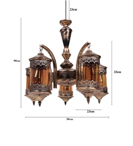 Lanterne vintage antique, lustre rustique suspendu au plafond, lampe suspendue en métal de style marocain - Product Image 2