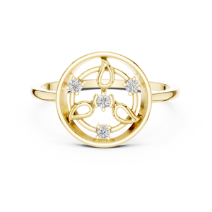Anillo Minimalista en Forma de Flor de Oro Amarillo Sólido de 10k, 14k, 18k con Diamantes Cultivados en Laboratorio de Corte Redondo, Anillo de Boda Clásico, Regalo para Ella - Product Image 1