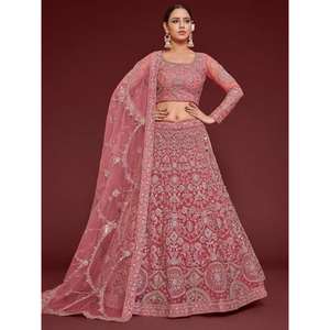 Bonito rosa bordado suave red tradicional Lehenga Choli - Product Image 2
