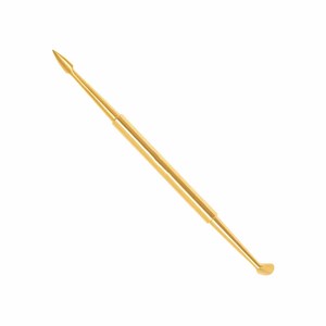 Pousse-cuticules en titane couleur or, bords aiguisés, double face, pour usage domestique et professionnel. - Product Image 3