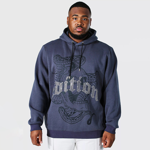 Sweat à capuche épais pour homme en molleton 100% coton mélangé avec strass, poches et logo personnalisé, respirant, idéal pour l'hiver - Product Image 1