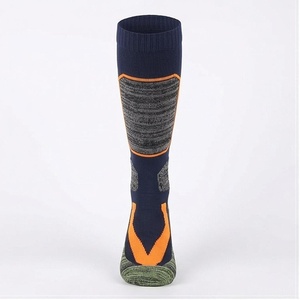 <b>Knee</b> <b>High</b> Running <b>Socks</b> Geometric Pattern Blue Orange Quick Dry Knitted for Adults Summer Sports <b>Socks</b> - Product Image 1
