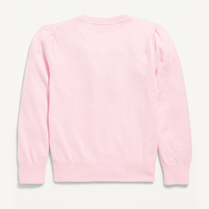 เสื้อคาร์ดิแกนสีชมพูปักโลโก้แบบถักสำหรับนักเรียน - Product Image 3
