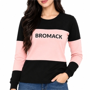 <b>Women</b> T <b>Shirt</b> Long Sleeve Design Color Block Style Round Neck Modern Casual Fit Contrast Panel Look Everyday Fashion Wear - Product Image 2