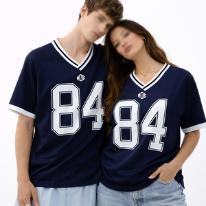 Camiseta de Fútbol Americano Unisex Personalizada de la Marina, con Número Sublimado, Transpirable, de Malla, Fabricante de Ropa Deportiva al por Mayor OEM - Product Image 1