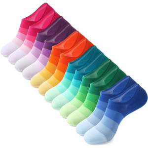 2026 Latest Colorful Ankle <b>Socks</b> Striped Breathable Knitted No Show Summer Casual Wear for Adults Thin Spandex <b>Polyester</b> <b>Socks</b> - Product Image 1