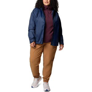 Windbreaker Plus Size Navy High Collar Waterproof Breathable Outdoor Zip Up Shell Hooded Layering <b>Jacket</b> - Product Image 6