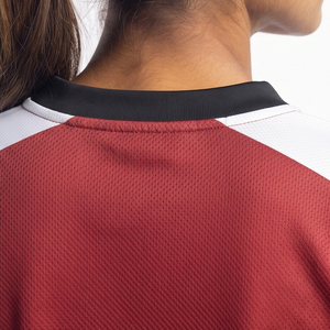 Camiseta deportiva de lacrosse de malla para mujer, diseño personalizado para equipos, ajuste holgado, camiseta de lacrosse de malla con cuello en V para mujer - Product Image 5