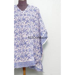 Vestido Kaftán Corto Ecológico de Algodón con Estampado Floral Indio y Cuello en V para Mamás - Ropa de Playa, Ropa de Dormir, Informal - Product Image 2