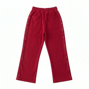 <b>Women's</b> Crimson Red Wide Leg Sweatpants Mid Waist Elastic Casual <b>Lounge</b> <b>Trousers</b> Loose Fit Polyester/Cotton Quick Dry Breathable - Product Image 3