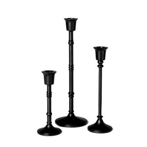Juego de 3 Portavelas Negros Mate, Candelabros de Metal Vintage Elegantes para Comedor, Chimenea, Fiesta, Decoración de Bodas - Product Image 1