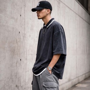 T-shirt Streetwear Homme Personnalisé avec Logo Imprimé, Vintage Délavé, 100% Coton, Coupe Ample et Épaisse, Anti-Plis - Product Image 6