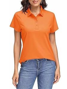 Camisetas Polo Personalizables de Color Naranja para Mujer, Estilo Holgado, de Algodón y Spandex, Ropa Urbana, Camisetas Polo Extra Grandes para Chicas, Transpirables - Product Image 4