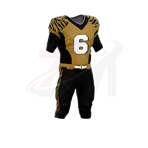 Conjunto de Uniforme de Fútbol Americano para Hombre, Jersey Dorado y Negro con Número 6, Impresión por Sublimación, Poliéster Transpirable, Talla Adulto - Product Image 1