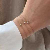 Bracelet Solitaire Cœur Marquise en Diamant de Laboratoire 0,10 Carat Sertissage à Griffes pour Femme Or Massif 14K 18K Personnalisé