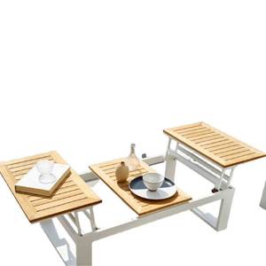 Modern Teak Outdoor Hanno <b>Coffee</b> <b>Table</b> <b>Garden</b> Set Steel Frame Weather Resistant Design Eco-Friendly Durable for 2 Seating - Product Image 6