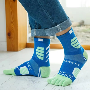 Blue Green Geometric 5 Toe Athletic <b>Socks</b> Ankle Length Quick Dry Knitted for <b>Running</b> Adults Summer Wear - Product Image 5