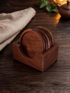 Sous-verre carré en bois marron écologique ILAHI, design classique, accessoire de protection de table, taille personnalisable, pour la maison (vente en gros) - Product Image 2