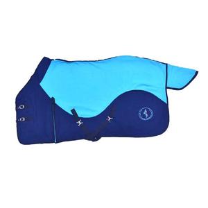 Couverture pour cheval en polaire de qualité supérieure, printemps-automne, bleu, col standard, doublure en taffetas durable, utilisation pour le dressage, logo personnalisé, tailles personnalisées - Product Image 1