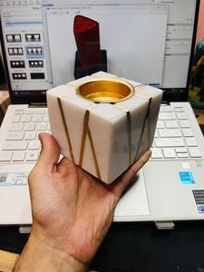 Luxury Marble Incense Burner Arab <b>Bakhoor</b> Mubkhar Gold <b>Oud</b> Censer Ramadan Decoration Modern Geometric Resin Crystal Burners - Product Image 1