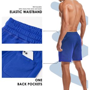 กางเกงขาสั้นออกกำลังกายคุณภาพสูงสำหรับผู้ชาย น้ำหนัก 220 กรัม ผ้าฝ้าย 75% โพลีเอสเตอร์ 25% ระบายอากาศได้ดี แห้งเร็ว สวมใส่สบาย เหมาะสำหรับเล่นกีฬา - Product Image 4