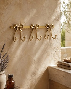 Premium <b>Bow</b> Design Pink Towel <b>Holder</b> With 3 Hooks For Bathroom Kitchen Wash Basin Area Cute Stylish Wall Mounted Rack Use - Product Image 2
